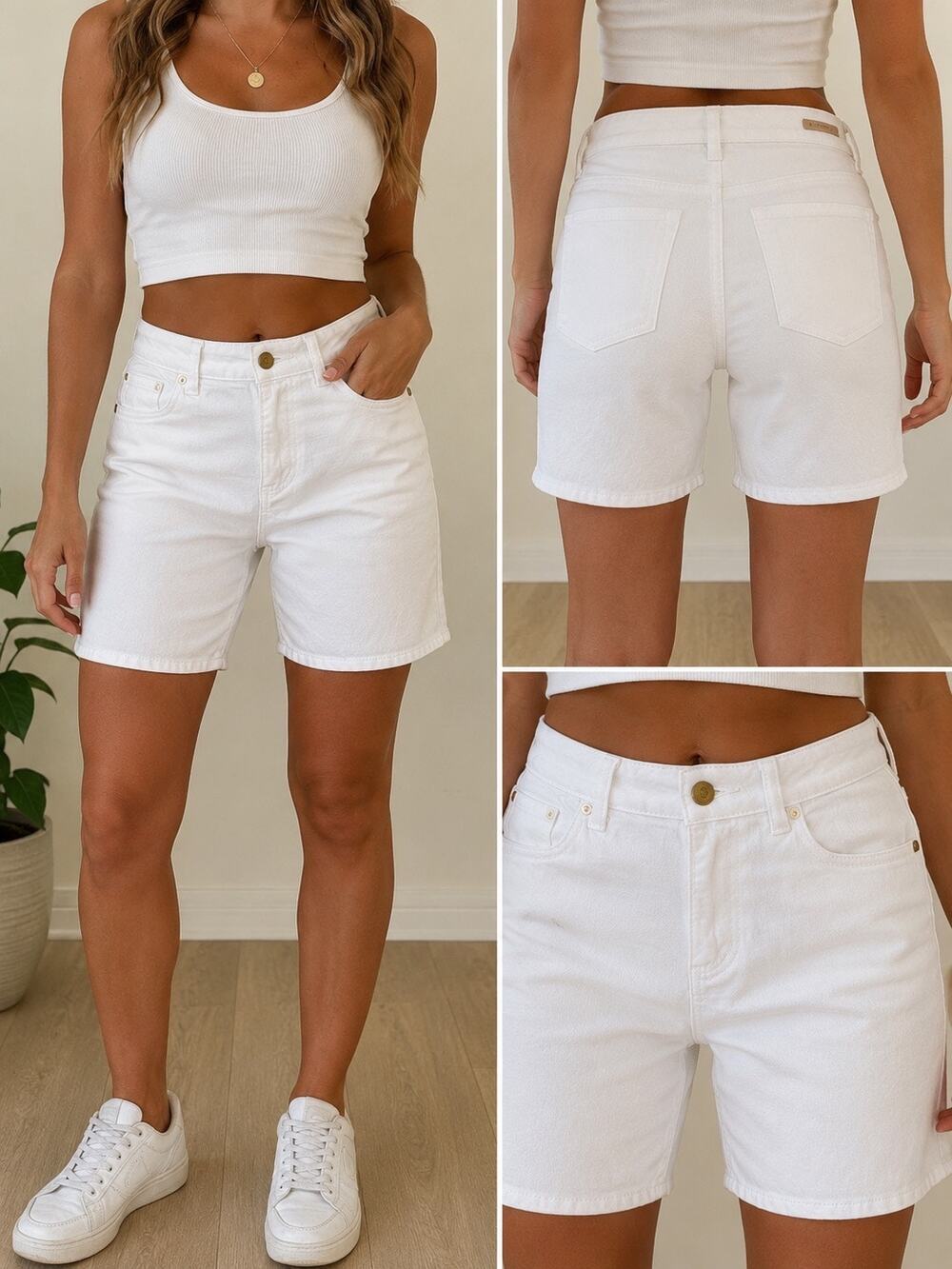 Anthropologie Pilcro Script Shorts White Denim Stretch Size 26 Summer Casual